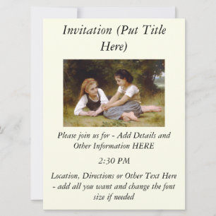 Bouguereau's 1882 The Nut Gatherers  Les noisettes Invitation
