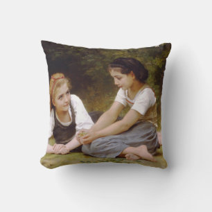 Bouguereau's 1882 The Nut Gatherers Les noisettes Throw Pillow