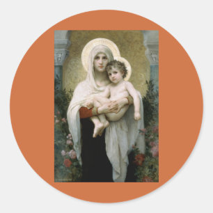 Bouguereau's The Madonna of the Roses (1903) Classic Round Sticker