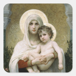 Bouguereau's The Madonna of the Roses (1903) Square Sticker