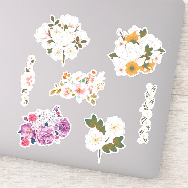 Bouguet  of Flower Custom-Cut Vinyl Sticker (Detail)
