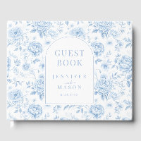 Bouho floral en porcelaine bleue livre d'or mariag