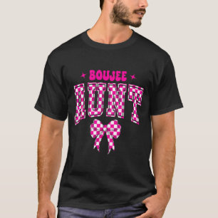 Boujee Aunt Nk Checkered Bow Birthday Family Match T-Shirt