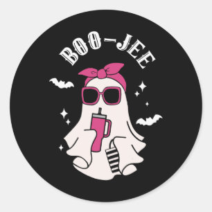 Boujee Boo-jee Cute Ghost Spooky Season Halloween Classic Round Sticker