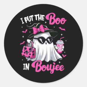 Boujee Boo Jee Spooky Ghost Pink Halloween Pumpkin Classic Round Sticker