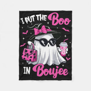 Boujee Boo Jee Spooky Ghost Pink Halloween Pumpkin Fleece Blanket