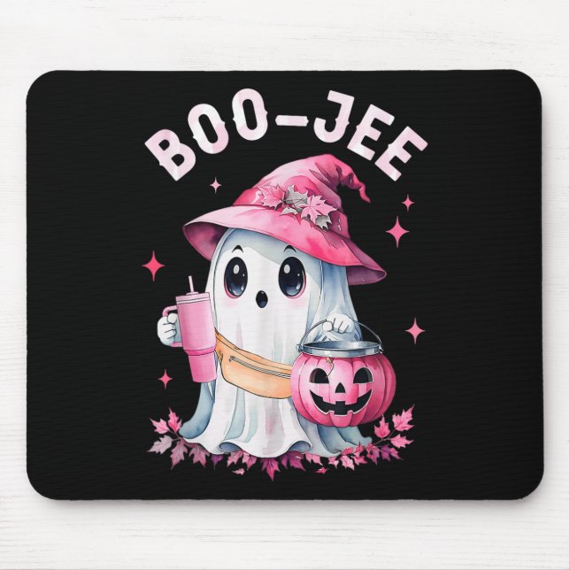 Boujee Boo Jee Spooky Ghost Pink Halloween Pumpkin Mouse Pad (Front)