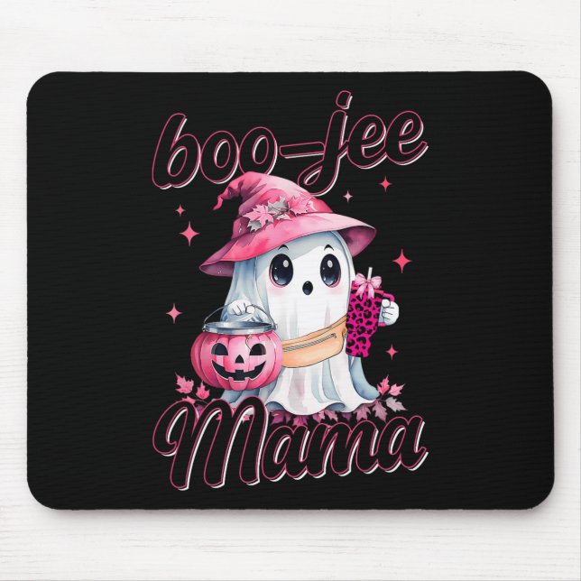 Boujee Boo Jee Spooky Ghost Pink Halloween Pumpkin Mouse Pad (Front)