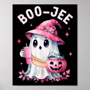 Boujee Boo Jee Spooky Ghost Pink Halloween Pumpkin Poster