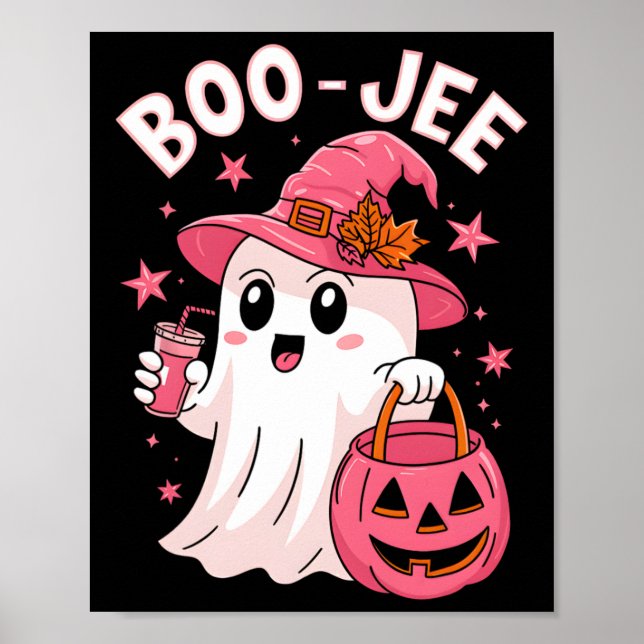 Boujee Boo Jee Spooky Ghost Pink Halloween Pumpkin Poster (Front)