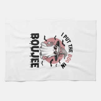 Boujee Ghost Halloween Vintage Engraving Design_1 Kitchen Towel