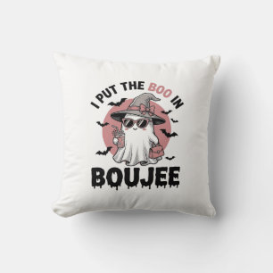 Boujee Ghost Halloween Vintage Engraving Design_1 Throw Pillow
