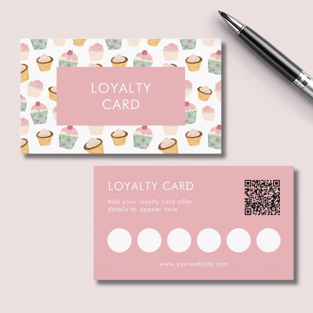 Boulangerie Cupcake Carte de fidélité professionne (Cupcake themed loyalty card.  Perfect for cafes, coffee shops and bakeries.)