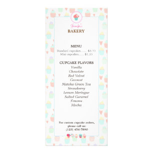 Boulangerie Cupcake Menu Carte Rack PASTEL KAWAII
