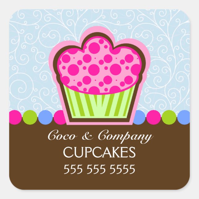 Boulangerie Cute Cupcake Stickers Bleus (Devant)