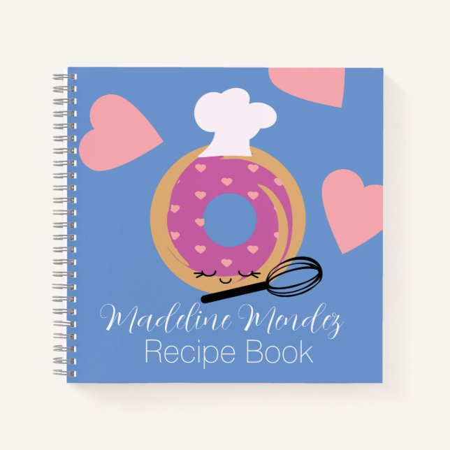 Boulangerie de beignes Cute Carnet bleu pour enfan (Devant)