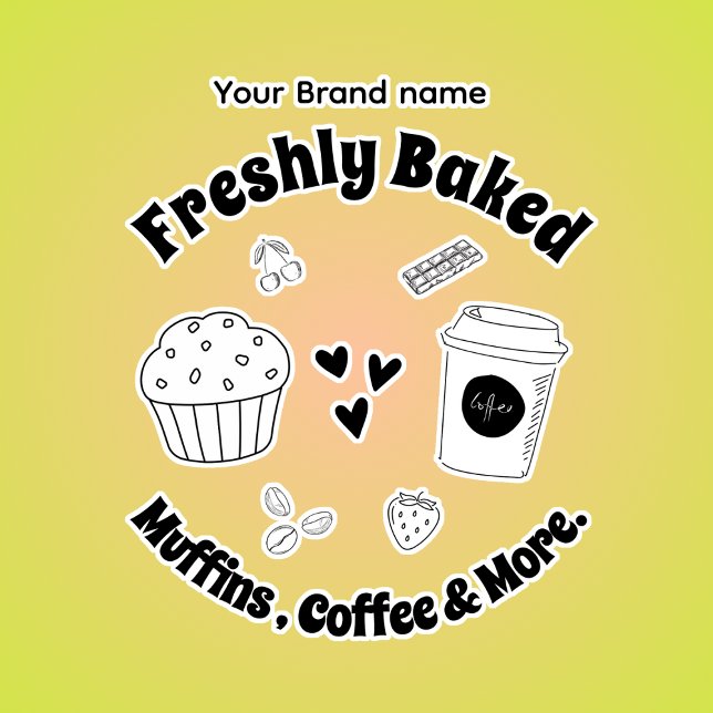 Boulangerie de café Monogramme Simple autocollant (Créateur téléchargé)
