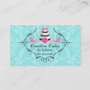 Boulangerie de gâteaux Damask Aqua Cartes de visit