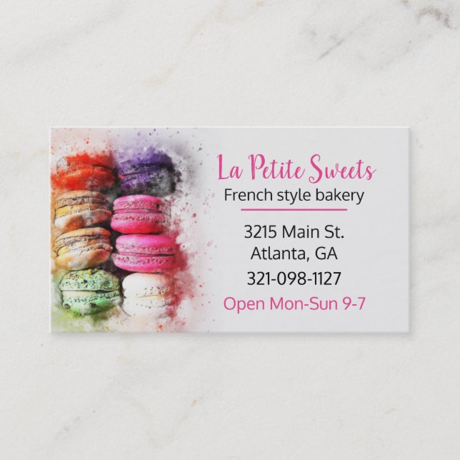 Boulangerie Macarons Carte de visite à thème (Devant)