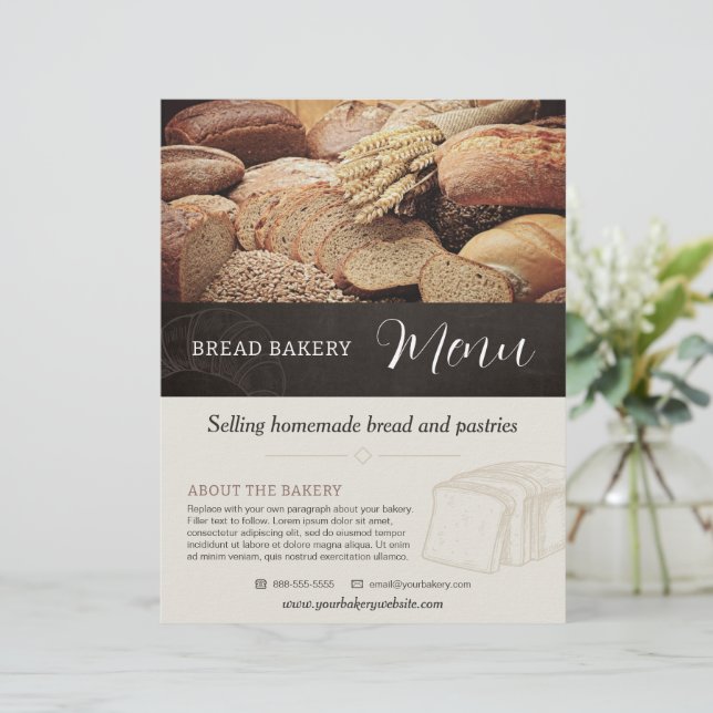 Boulangerie Menu Brochure Flyer Modèle (Debout devant)