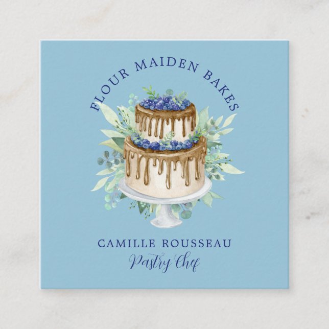 boulangerie pâtisserie chef Baker Blue Carré Carte (Devant)