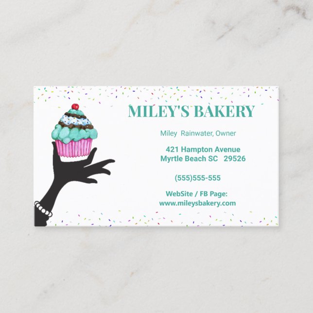 Boulangerie Whimsical Cartes de Cupcake Business (Devant)