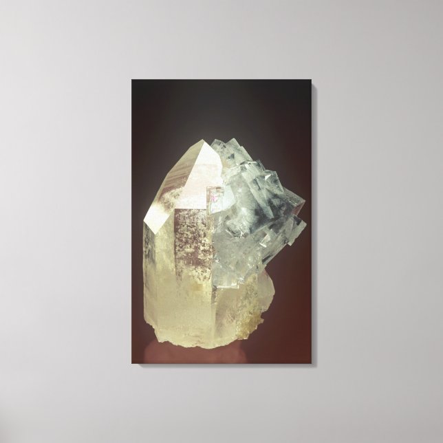 Boulangerite crystals on Fluorite, Hunan, China Canvas Print (Front)