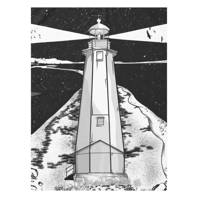 Boulder Bank Lighthouse Tablecloth (Front)