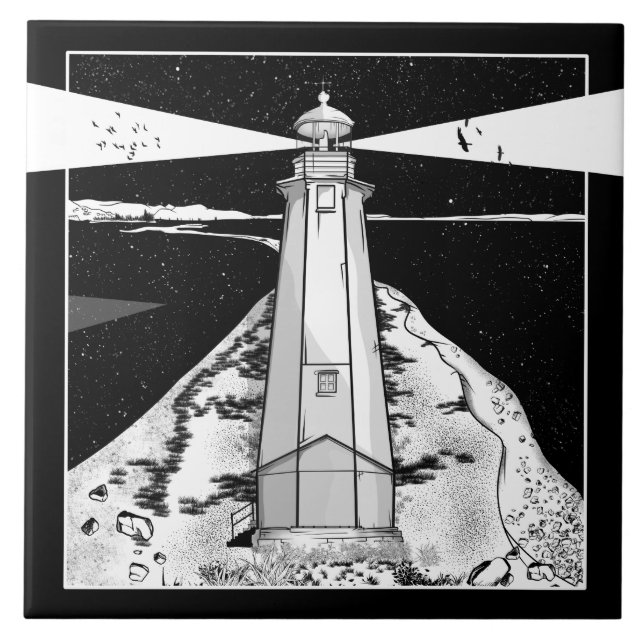 Boulder Bank Lighthouse Tile (Front)