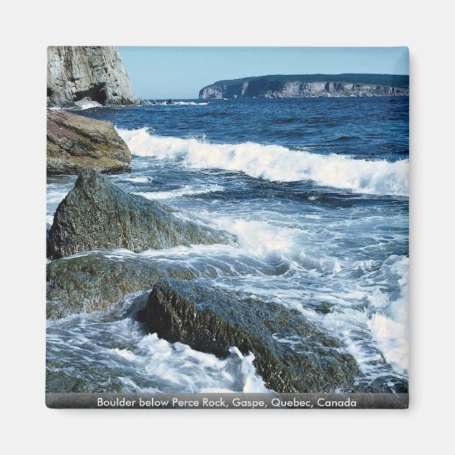 Boulder below Perce Rock, Gaspe, Quebec, Canada Magnet (Front)
