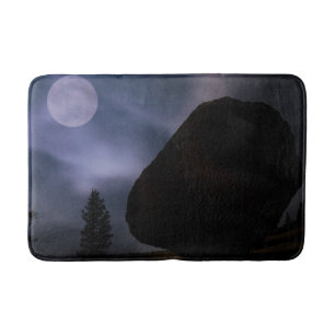 Boulder by Moonlight   Yosemite National Park Bath Mat