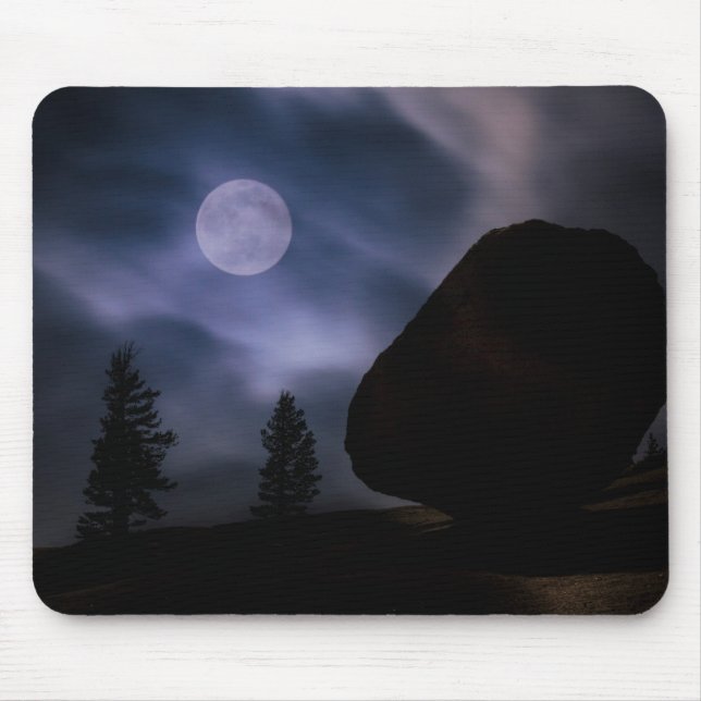 Boulder by Moonlight | Yosemite National Park Mouse Pad (Front)