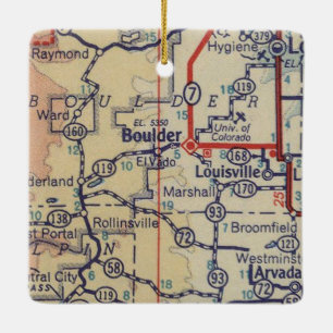 Boulder CO Vintage Map Ceramic Ornament