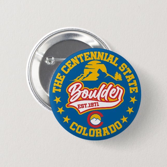 Boulder,Colorado 2 Inch Round Button (Front & Back)