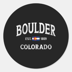 Boulder Colorado Co Flag Athletic Throwback Classic Round Sticker