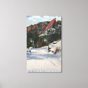 Boulder, Colorado - Flatirons in Winter Canvas Print