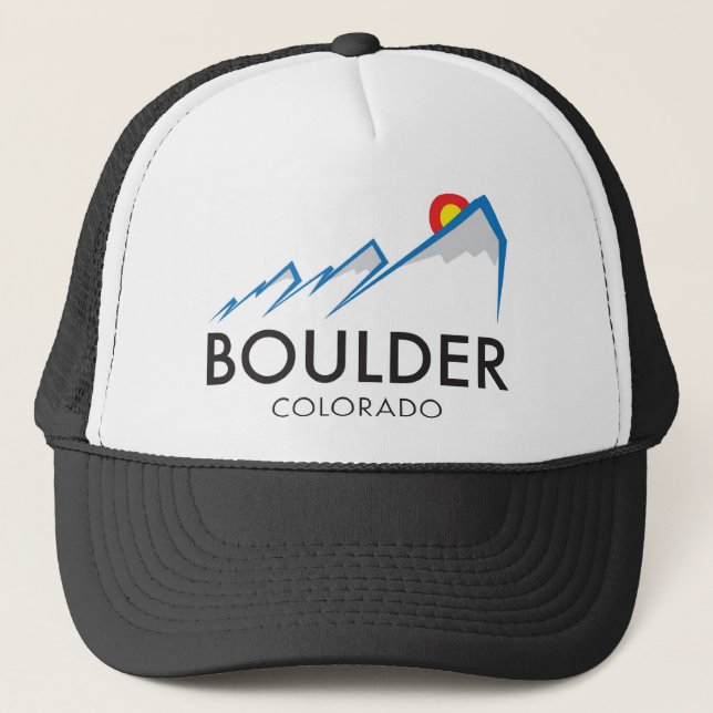 Boulder Colorado Flatirons Logo on Light Apparel Trucker Hat (Front)