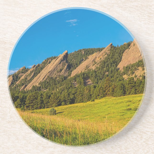 Boulder Colorado Flatirons Sunrise Golden Light Coaster (Front)