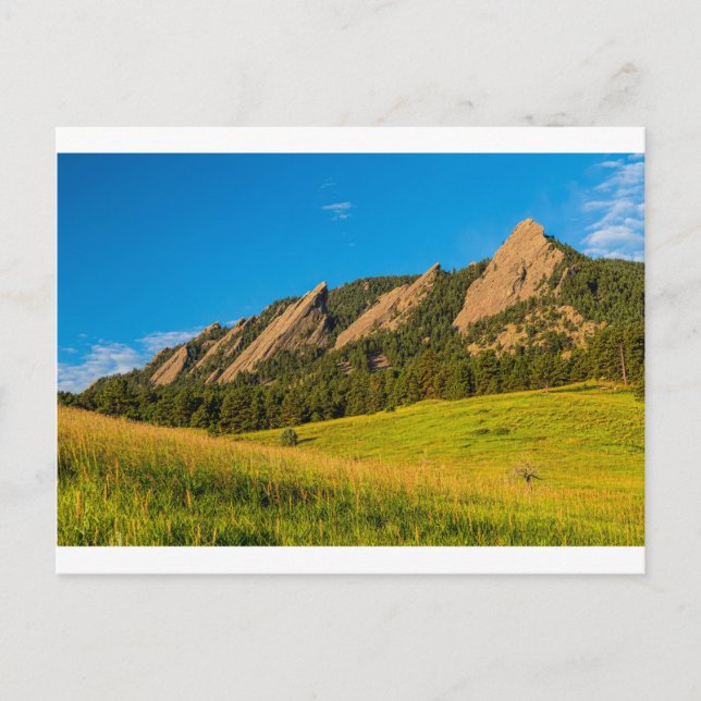 Boulder Colorado Flatirons Sunrise Golden Light Postcard (Front)