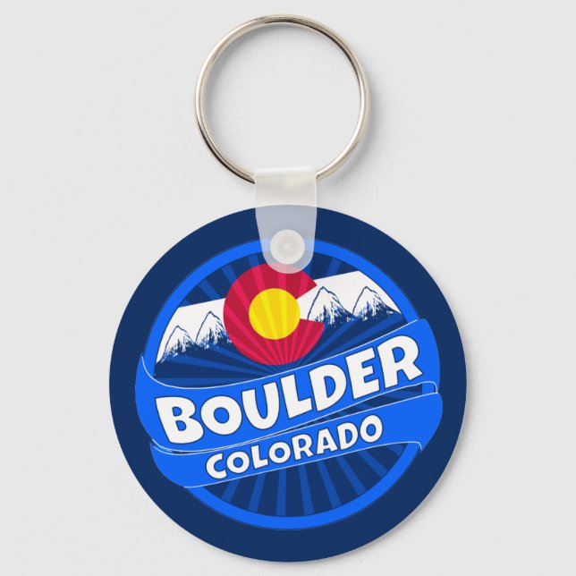 Boulder Colorado mountain burst keychain (Front)