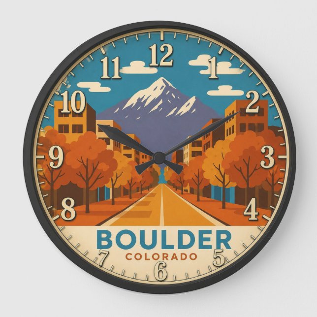 Boulder Colorado Mountain Large Clock (Front)
