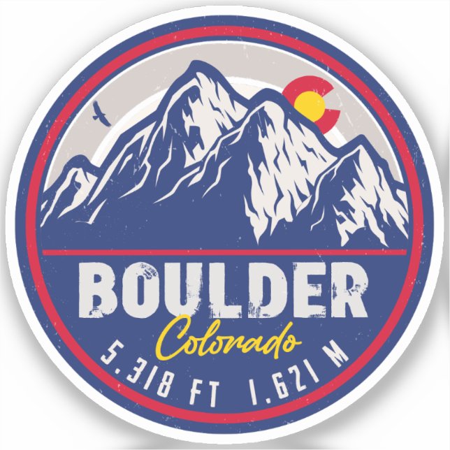 Boulder Colorado Retro Sunset Mountain Souvenirs (Front)
