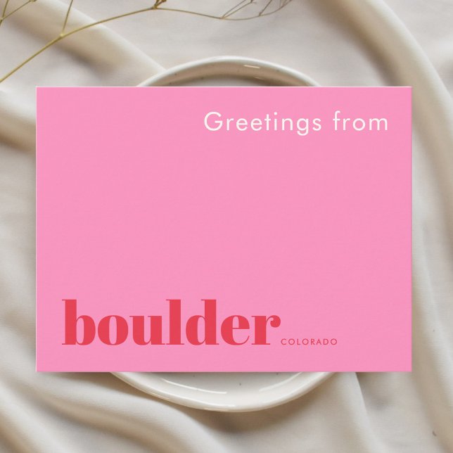Boulder Colorado typographic pink  Postcard (Creator Uploaded)