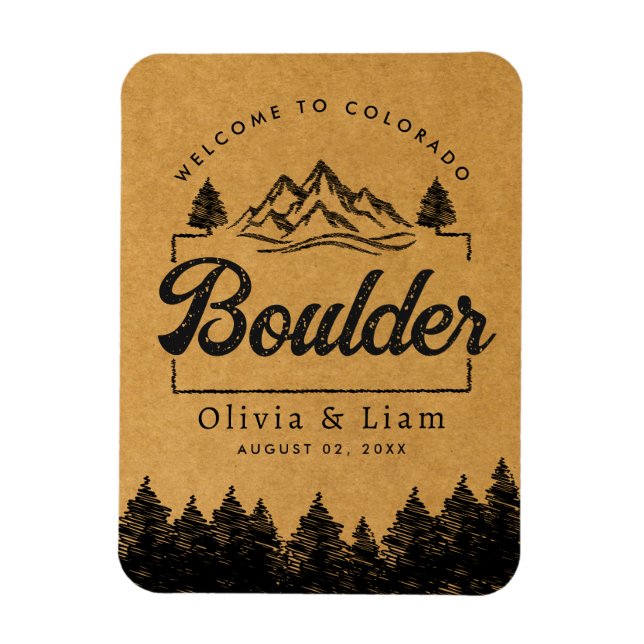 Boulder Colorado Wedding Minimalist Welcome Magnet (Vertical)