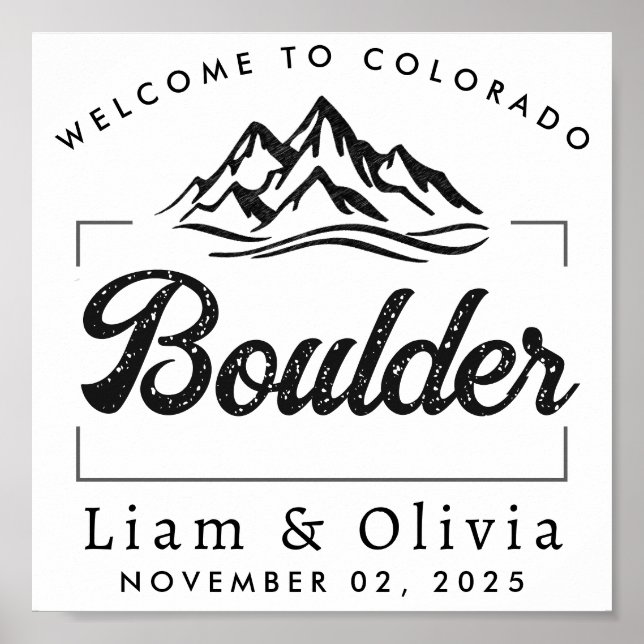 Boulder Colorado Wedding Minimalist Welcome Poster (Front)