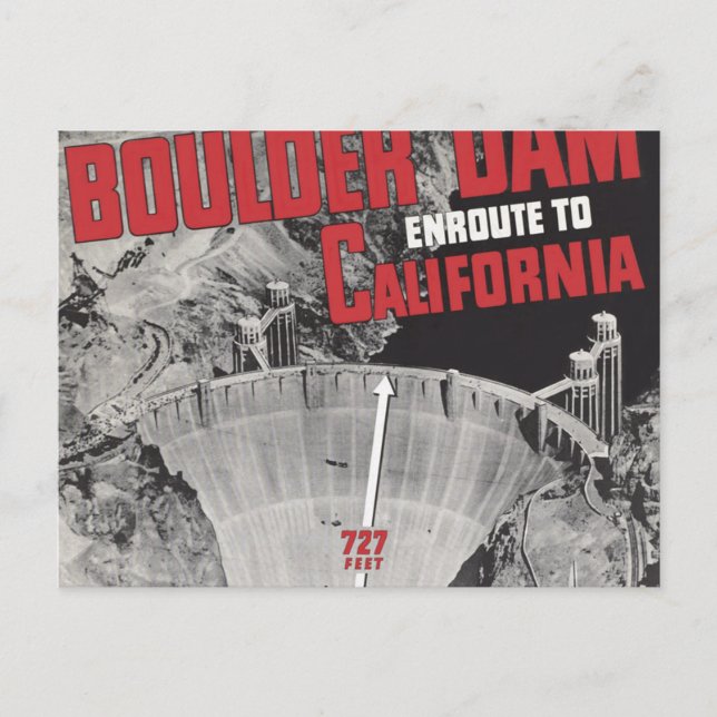 Boulder Dam, Hoover Dam, America Postcard (Front)