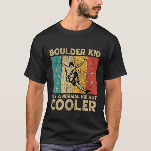 Boulder Kid Funny Rock Climbing Bouldering Kids T-Shirt (Front)