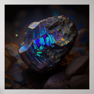 Boulder Opal, Ore Macro Poste, Vibrant Gemstone Poster