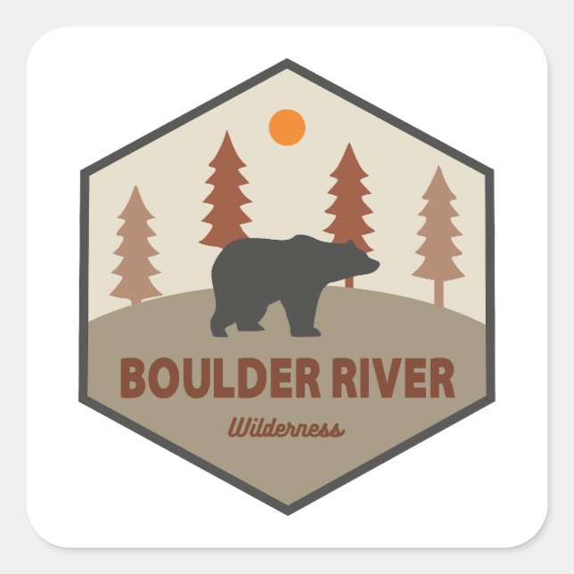 Boulder River Wilderness Washington Bear Square Sticker (Front)