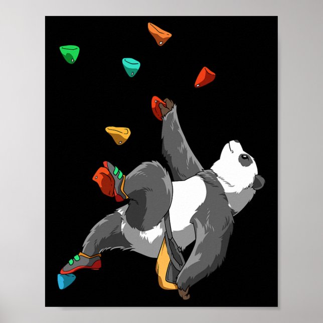 Bouldering And Rock Climbing Panda  Poster (Front)